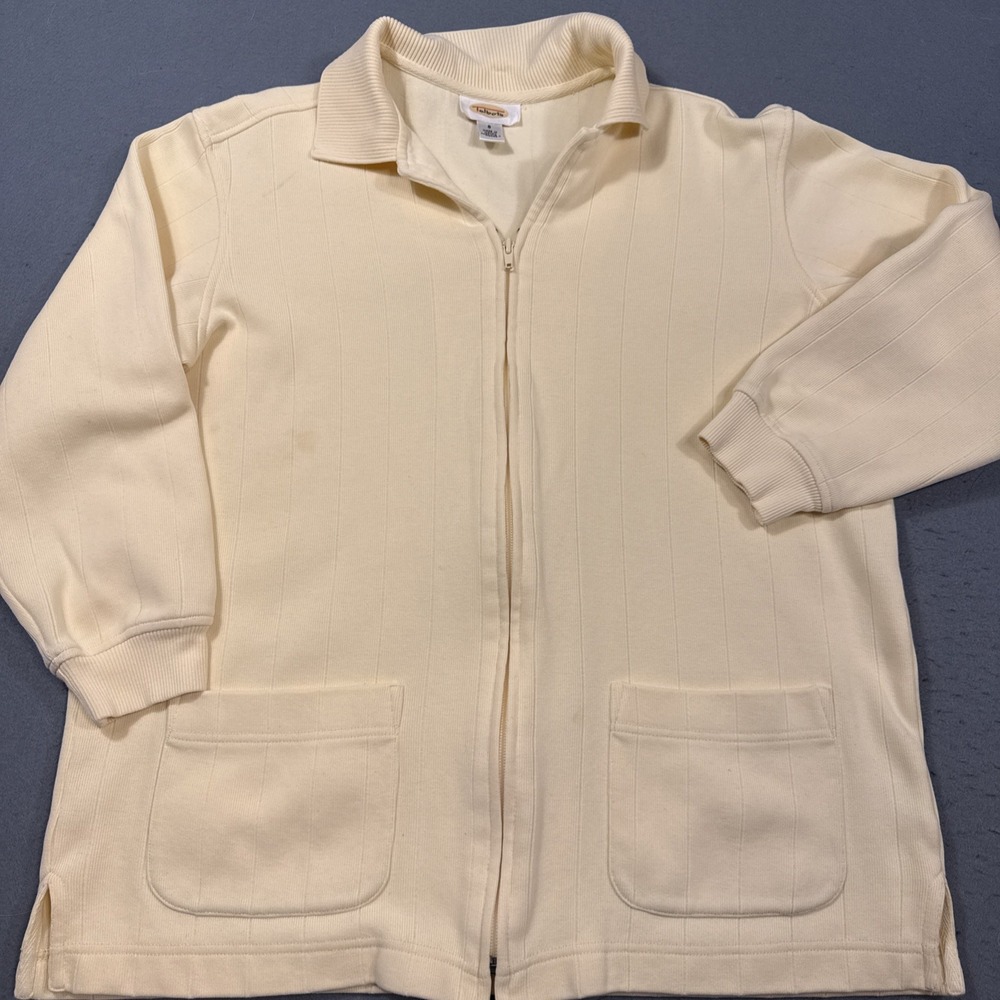 Talbots WOMENS 8  Full Zip Front Pockets Cardigan Sweater JACKET Heritage YELLOW